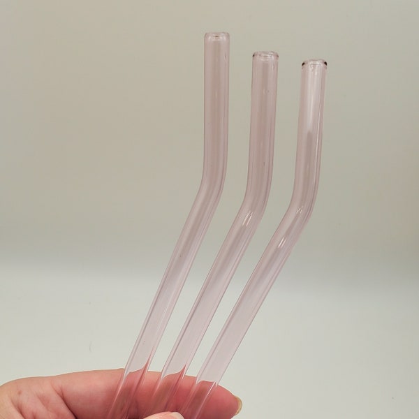Pink Glass Straw, Bent Reusable Straw, 8 Inch Reusable Straw