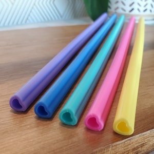Heart Shaped Straw, Silicone Straw, 10 inch reusable straw