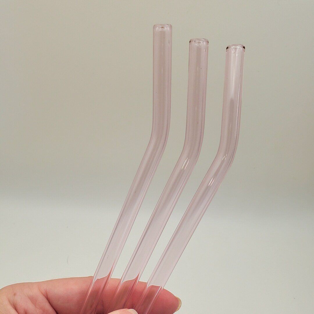 Pink Glass Straw, Bent Reusable Straw, 8 Inch Reusable Straw Etsy