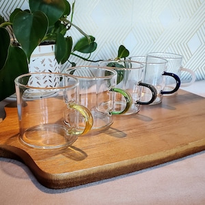 Color Glass Handle Espresso Cup | 4 oz cup with colored glass handle