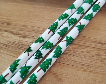 Christmas Tree Reusable Straw, 9 inch Eco Friendly Plastic Straw, Christmas Tumbler Accessories