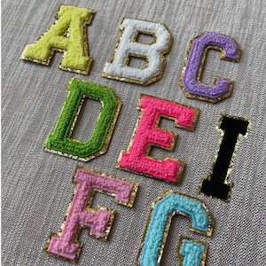8cm White Chenille Letter Patches Iron on For Clothing Towel Embroidered  Felt Alphabet Heat Adhesive DIY Accessories ABC DEFG