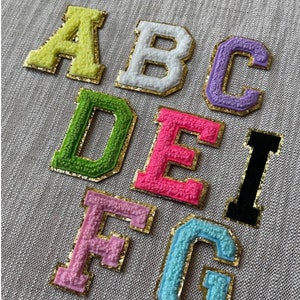 8cm White Chenille Letter Patches Iron on For Clothing Towel Embroidered  Felt Alphabet Heat Adhesive DIY Accessories ABC DEFG