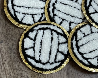 Volleyball Iron on Patch - Chenille Patch - Gold Glitter Patch - Sports patch - Jacket patch - volleyball gifts - personalized gift