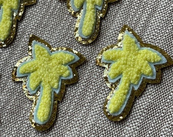 Palm Tree Iron On Patch - Chenille Patch - Gold Glitter - Tropical