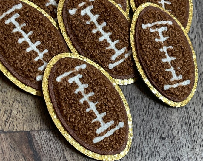 Patch Less Football Iron on Patch- Football Patch-chenille Patch-gold Glitter Patch-kids ...