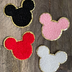 High Quality Gold Glitter Mickey Patch and Minnie Patch. 