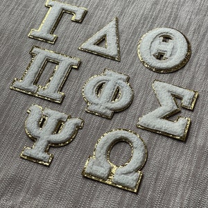 Aufnäher mit griechischen Buchstaben-Preppy-Chenille Patch-Sorority griechischen Buchstaben-Griechisch Buchstabe Aufnäher-DIY-Omega-Jacke Patch-College Tasche