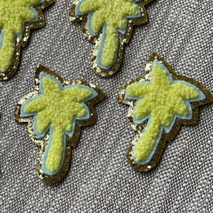 Palm Tree Iron On Patch - Chenille Patch - Gold Glitter - Tropical