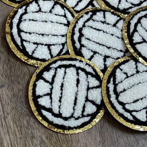 Volleyball Iron on Patch - Chenille Patch - Gold Glitter Patch - Sports patch - Jacket patch - volleyball gifts - personalized gift