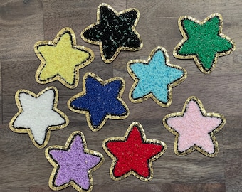 Iron On Star Chenille Patches-Glitter patches-Do it yourself-Kids Gift-Personalized
