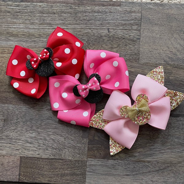 Pinces à cheveux scintillantes, il était une fois, oreilles de Minnie Mouse, princesse Disney, oreilles de mickey mouse disney, blanc comme neige