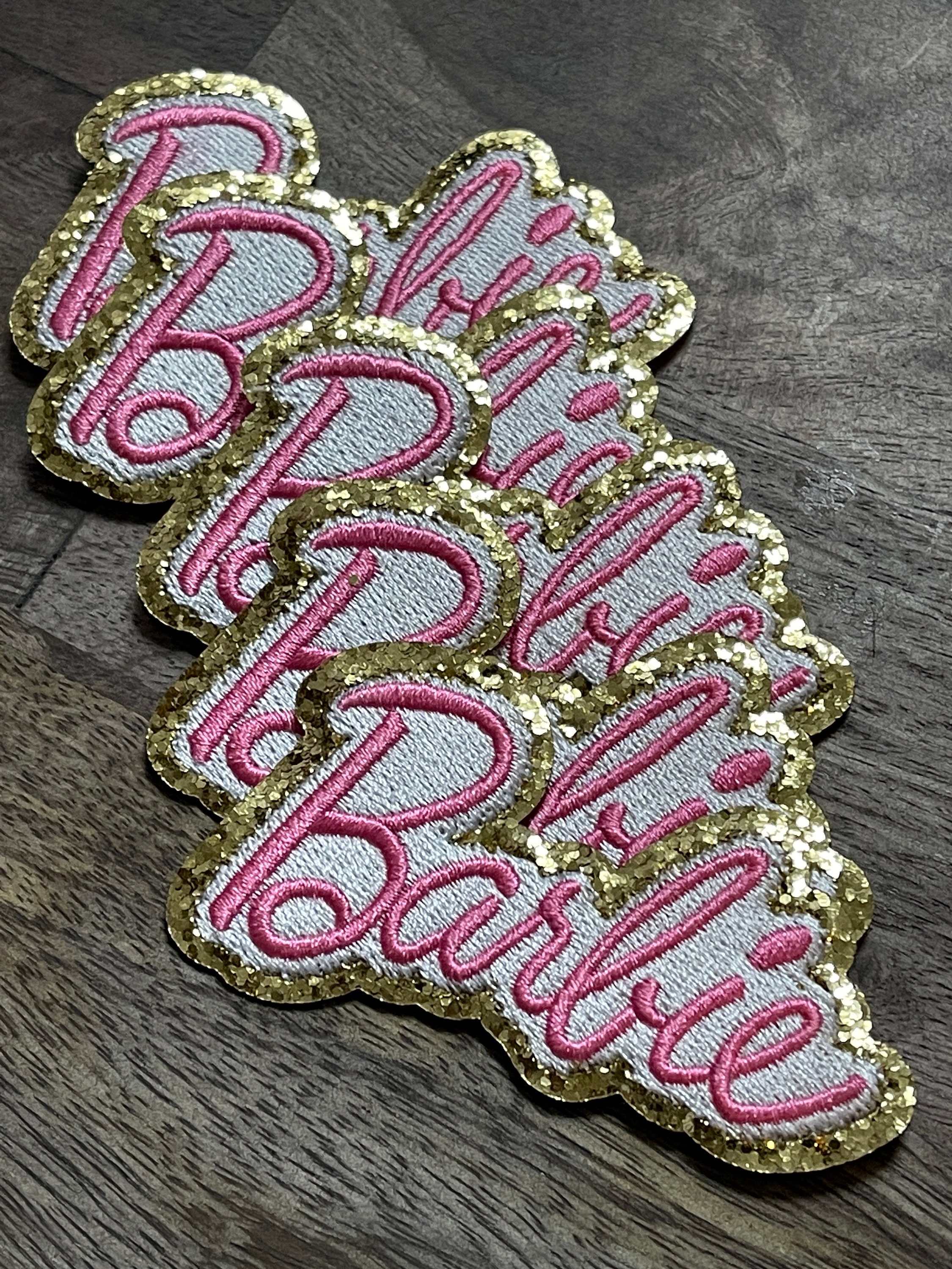 IRON ON Patch-Barbie logo Inspired-iron on patches-glitter-embroidered  patch-Barbie patch-barbie doll-pink-barbie party-Barbie costume-font , 1  PIECE