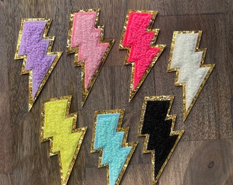 IRON ON Lightning Bolt Patch-Chenille Patch-Iron On Patch-preppy-diy-jacket patch-lightening bolt