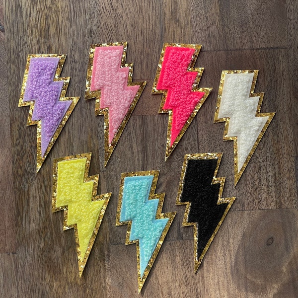 IRON ON Lightning Bolt Patch-Chenille Patch-Iron On Patch-preppy-diy-jacket patch-lightening bolt