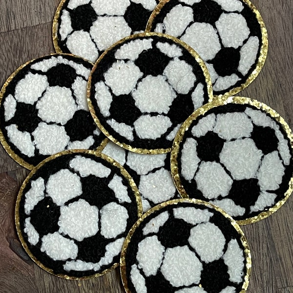 Iron-on Soccer Patch-Chenille Patch-Gold Glitter Patch-Futbol Patch-Kids patches-Sports patch-Soccer Mom-Soccer Dad