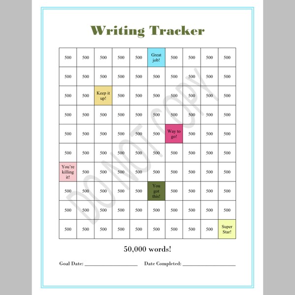 Writing Tracker - 50,000 Words