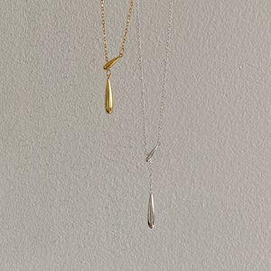 Dainty Gold/Silver Teardrop Pendant Necklace | Minimalist 18K Gold Plated Silver Drop Necklace | Simple Silver Chain Necklace | Gift For Her