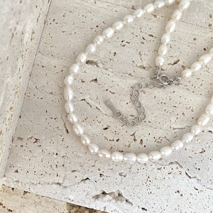 Freshwater White Pearls Beaded Necklace | Sterling Silver High-quality Classic Pearl Necklace | Wedding Necklace | Beaded Choker Necklace