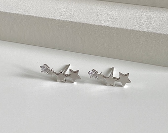 Minimalist Dainty Silver Star Earrings Studs | Silver Jewelry Unique Celestial Earrings | Hypoallergenic Silver Earrings | Gift For Her