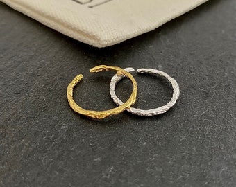 18k Gold Plated Sterling Silver Dainty Ring/Midi Ring | Gold Pleated Adjustable Ring | Minimalist Irregular Wave Silver Ring | Gift For Her