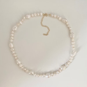 Baroque Freshwater Beaded Pearl Necklace/Chocker | Handcrafted Classic Natural Ivory Freshwater Pearl Necklace | Baroque Pearl Choker | Gift