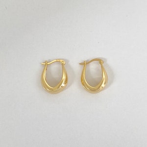 Gold Plated Silver Thick Huggie Hoop Earrings | Minimalist Gold Vermeil Chunky Hoop Earrings | Gold Hoop Statement Earrings | Gift For Her