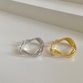 Minimalist Sterling Silver Gold Wave Ring | Adjustable Dainty 18K Gold Plated Silver Ring | Delicate Simple Silver Unique Ring |Gift For Her
