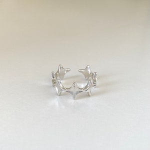 Sterling Silver Vintage Starlight Cluster Ring | S925 Adjustable Open Band | Retro Celestial Design | Minimalist Star Ring | Gift For Her