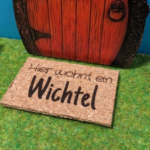 Wichtel Fußmatte Miniatur Türvorleger aus Kork für Wichtel oder Wichtelstreiche, Wichtelzubehör, Wichtelumzug, Wichteleinzug, Wichtelhaus