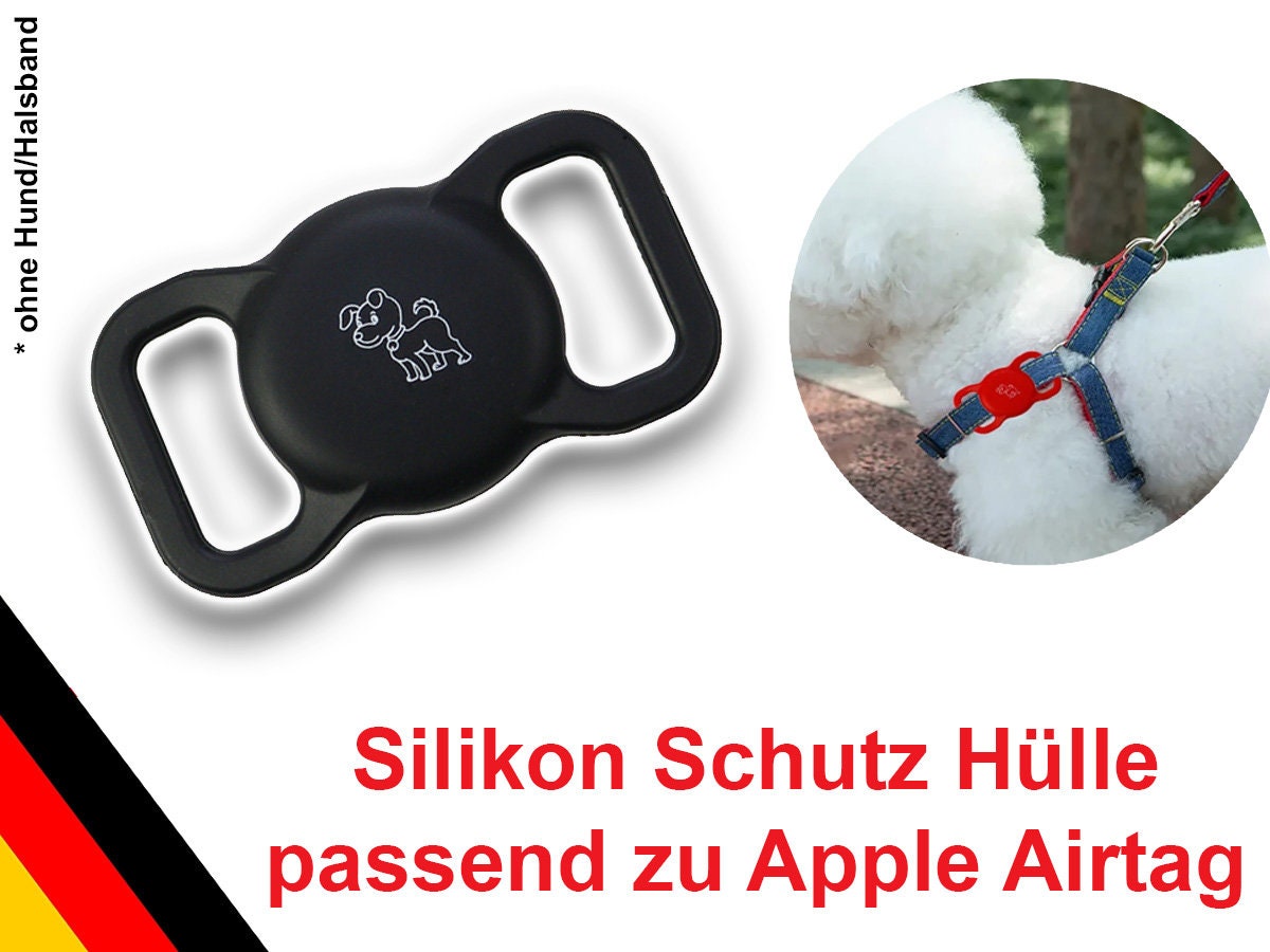 Airtag Katzen Halsband Halter für Apple Airtag Hundehalsband Anpassbar  8.2-15.5 Zoll, Anti-Verlust Silikon Airtag Hund Halsband für Air Tag  Halsband