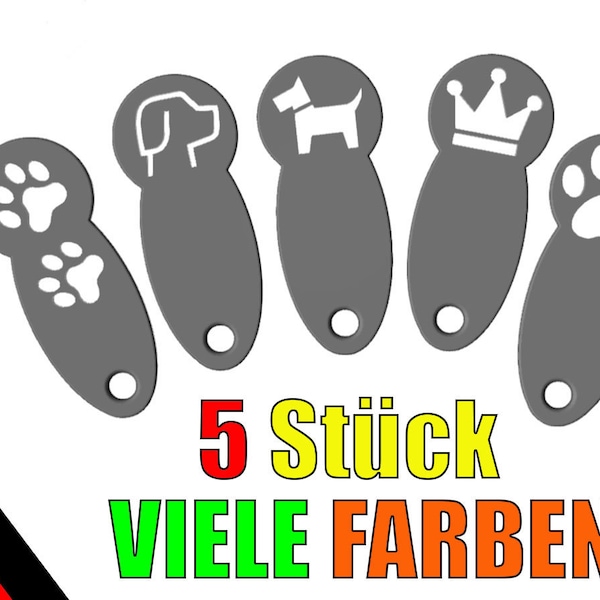 5x Einkaufswagenchip SOFORT abziehbarer Einkaufswagenlöser Gadget DOG Hund Pfote - verschiedene Farben - Hundefans Geschenk