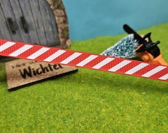 Mini nastro di barriera per il cantiere degli gnomi - Accessori carini per la casa degli gnomi e la casa delle bambole - Divertente decorazione natalizia per scherzi degli gnomi
