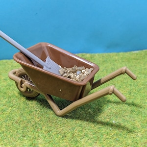 Mini gnome wheelbarrow including gold and shovel as gnome accessories for gnome pranks, gnome doors, Christmas gnomes as gnome gold