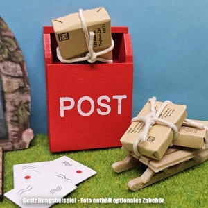 Mini Briefkasten Set inkl. Briefe und Pakete als Zubehör für Wichtel oder Puppenhaus, Wichtelstreiche, Osterwichtel, Weihnachten, Postkasten