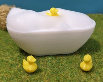 Miniatur Badewanne inkl. Quietscheentchen für Wichtel, Wichtelstreiche, Wichtelhaus oder Wichtelbad - optional mit mehreren