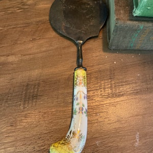 Danish Serving Spoon Scoop Silver Plated with Enamel Handle