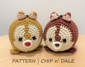 Crochet Pattern - Chip & Dale tsum tsum Amigurumi