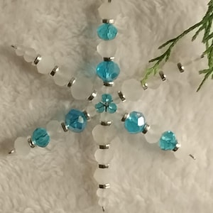 Handmade glass beaded snowflake ornament
