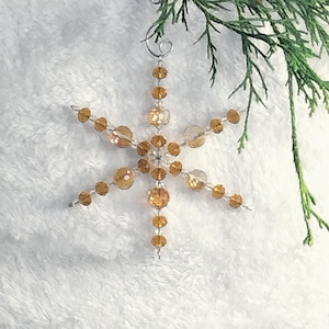 Handmade glass beaded snowflake ornament