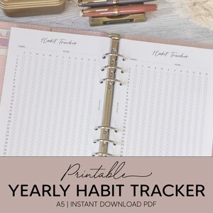 Printable Yearly Habit Tracker PDF | A5 Planner Insert | Routine Planner