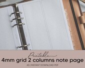 A5 Planner Printable: 4mm Grid Insert with 2 Columns (PDF)