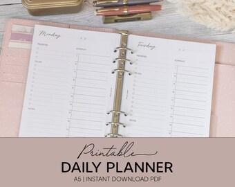 Printable Daily Planner PDF | A5 | Undated Planner Insert | Work From Home Planner | Productivity Planner
