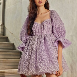 Lavender Soup Mini Floral Dress