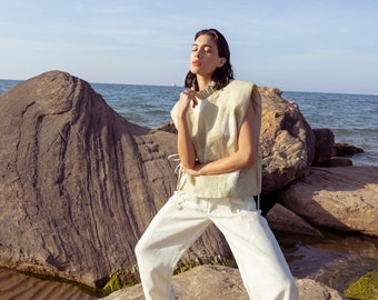 Olwen Linen Blouse With Side Tie