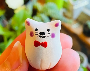 Cute cat ceramic desk friend gift miniature figurine