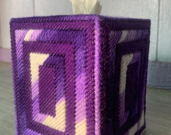 Purple Tissue Box Cover - Handmade - Fits Boutique / Easy Gifts for Friends, Parents, and Coworkers / Beautiful Accent Decor