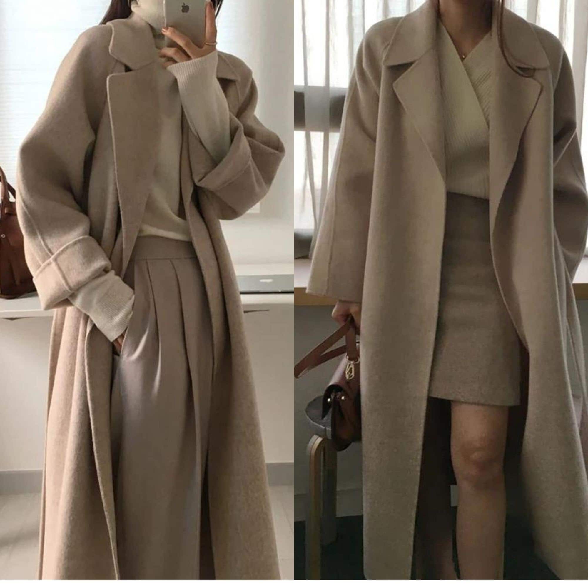 Ladies long coat with belt Clearance