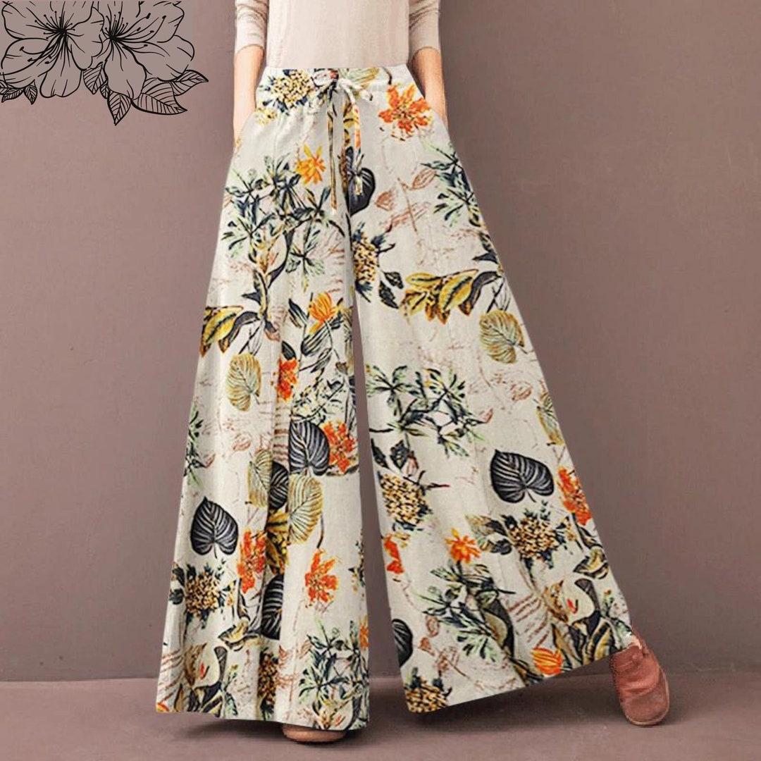 Kaftan Print Women Wide Leg Pants Lounge Pants Cotton Pants - Etsy