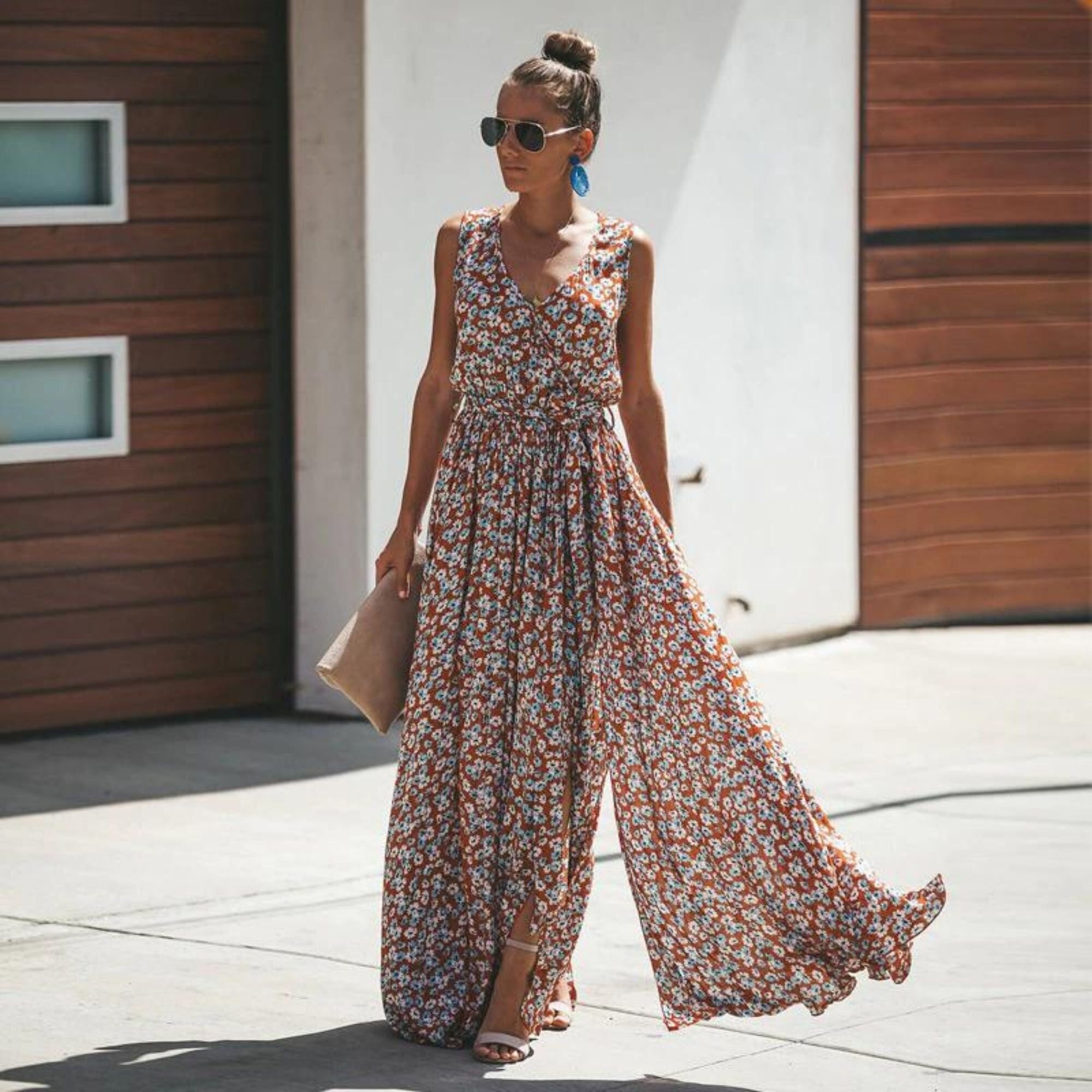 fiber Vejrudsigt ledig stilling Women Summer Empire Waist Dress Floral Maxi Dress Simple Dress - Etsy Israel